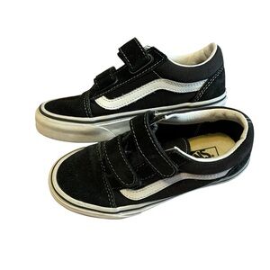 Vans 13.5 Kids Black and White Velcro Sneakers